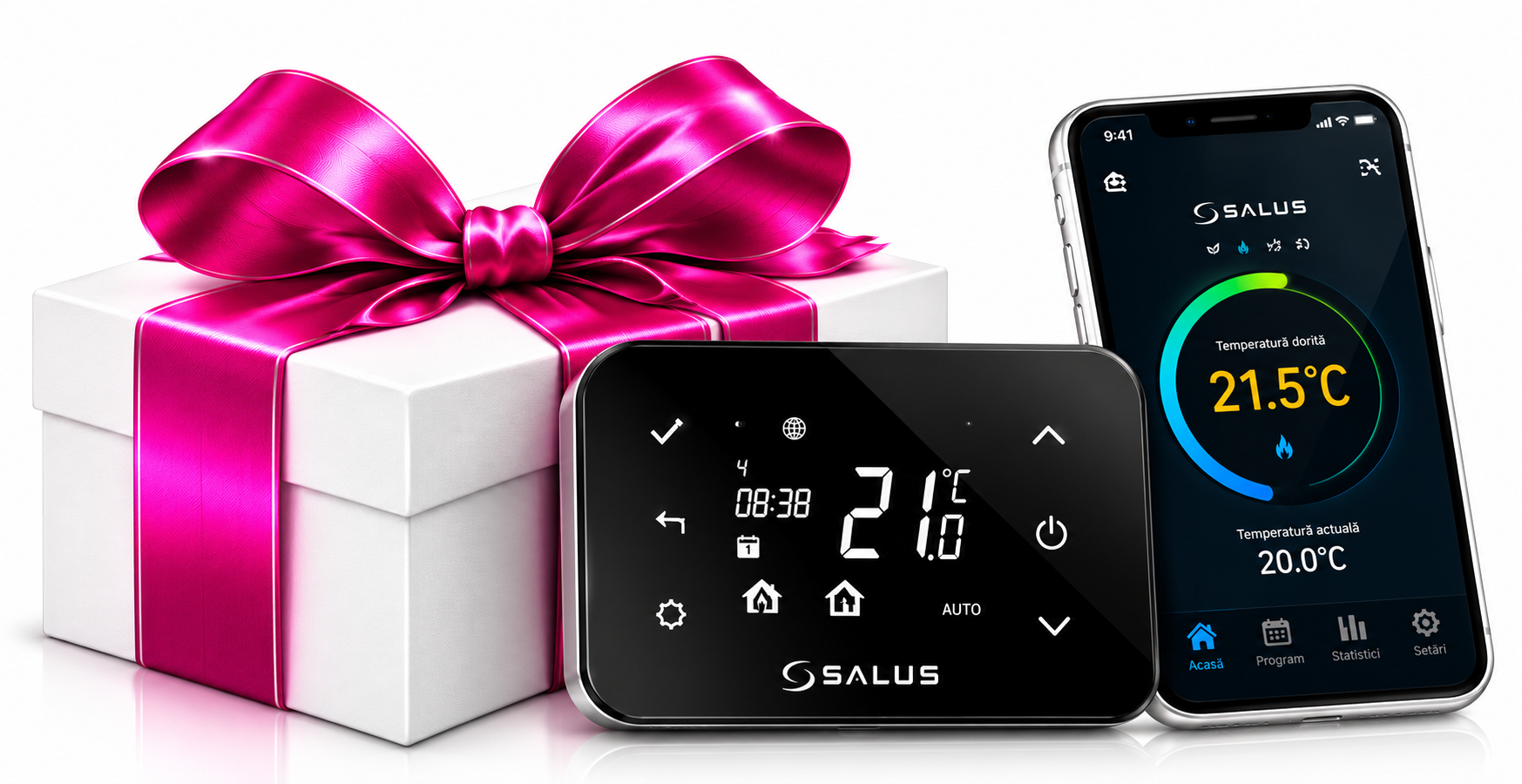Termostat SALUS și aplicația de control de pe telefon